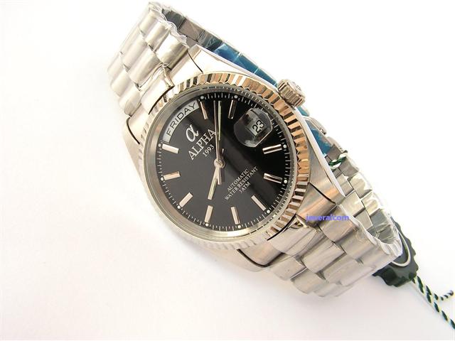 Orologio Alpha Day Date Automatico quadrante neri con indici mm. 36.5 