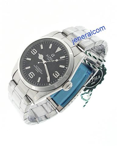 Orologio ALPHA Meccanico Automatico Explorer I Quadrante Nero 