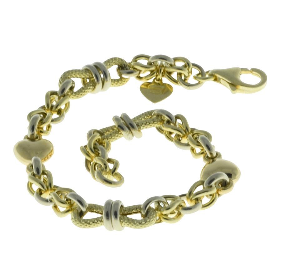 Bracciale oro tricolore donna con cuori Bracciale oro tricolore donna con cuori