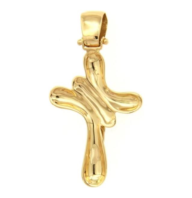 Crocifisso in Oro Giallo e Bianco - Un Simbolo di Artigianalità Italiana