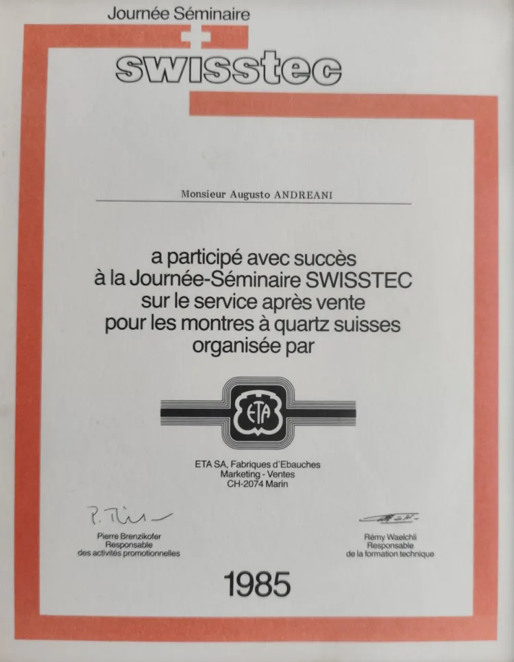 Attestato Servizio Post Vendita 1985