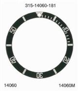 Lunetta per Rolex Submariner 14060 Nera e Numeri Argentati diametro mm 36.60 x 29.70