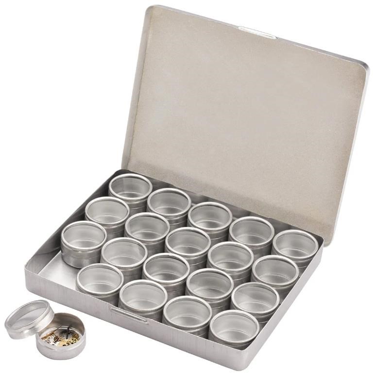 Scatola in Alluminio con 20 contenitori con coperchio trasparente Scatola in Alluminio con 20 contenitori con coperchio trasparente