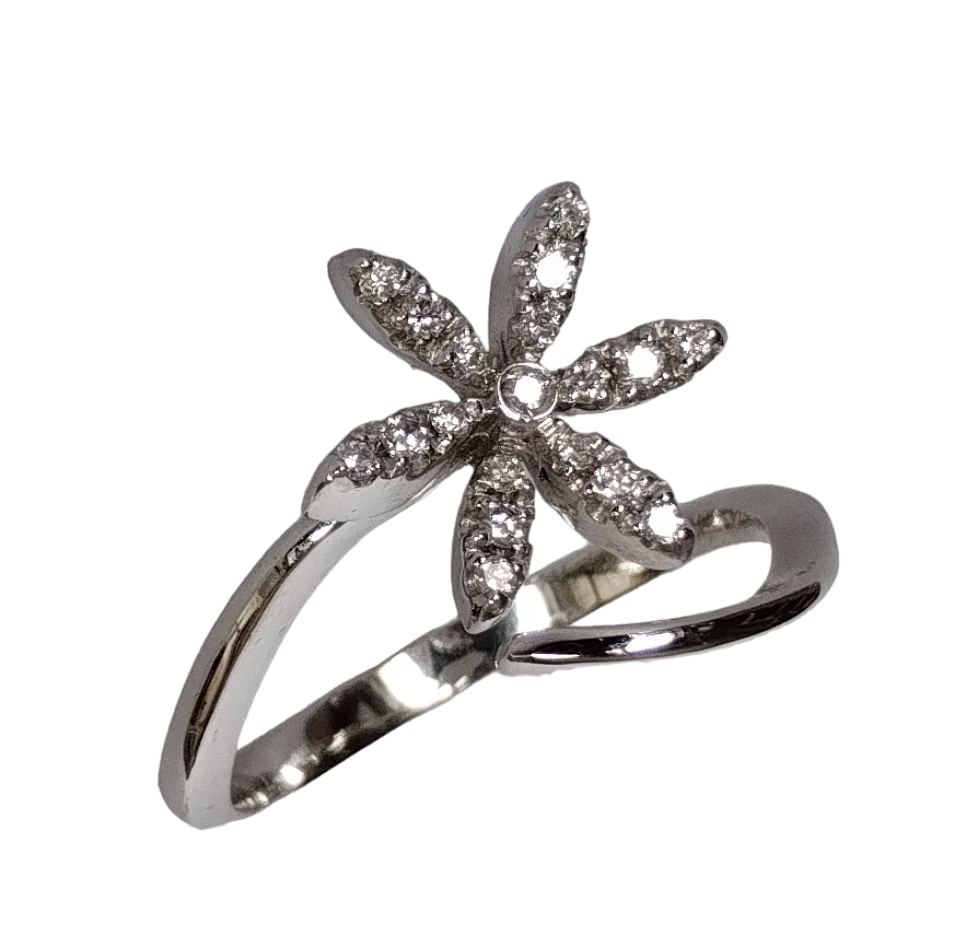 Anello Contrarié Margherita oro bianco