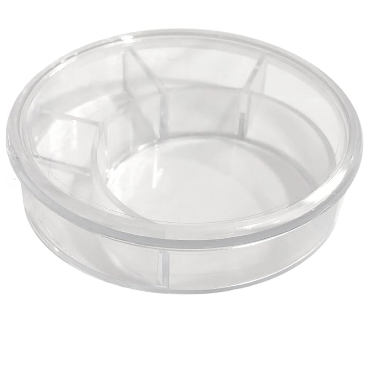 Scatola in Plastica Trasparente Impilabile con 5 Scomparti Divisi - Perfetta per Orologiai e Laboratori di Orologeria Scatola in Plastica Trasparente Impilabile con 5 Scomparti Divisi - Perfetta per Orologiai e Laboratori di Orologeria