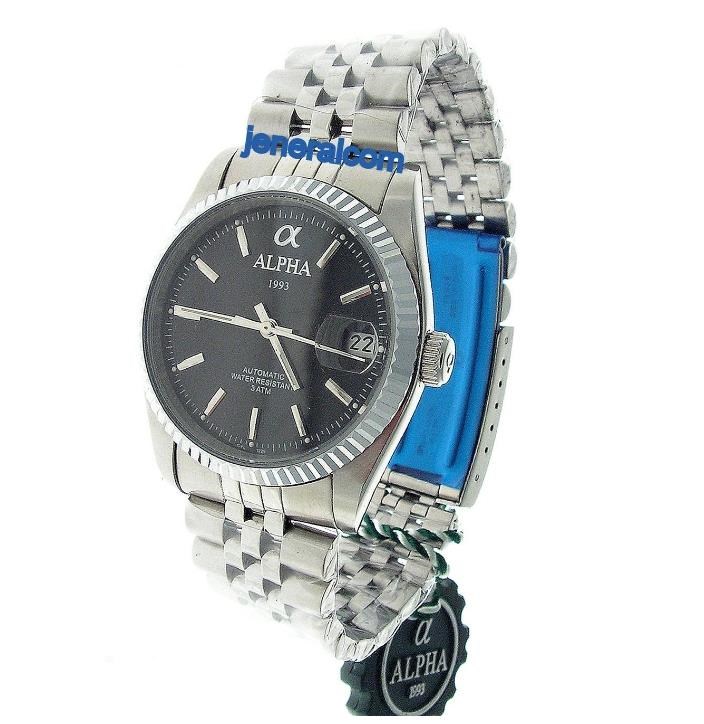 Orologio Alpha Date Quadrante Nero con Indici Jeneralcom