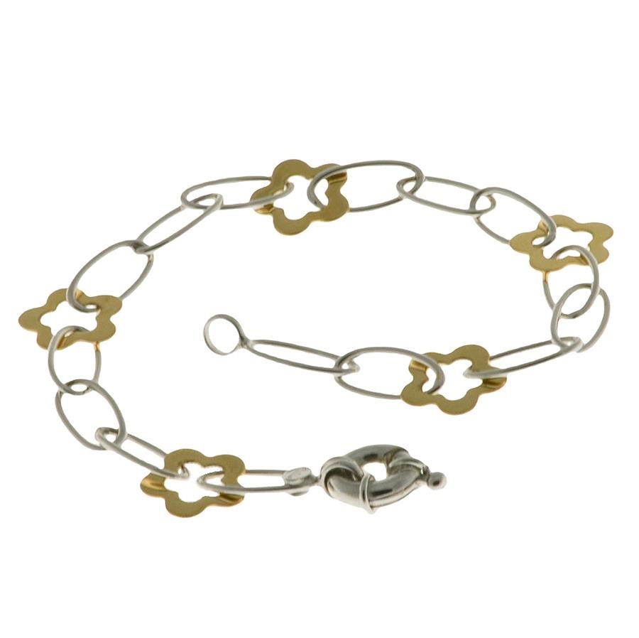 Bracciale oro bicolore donna con fiori