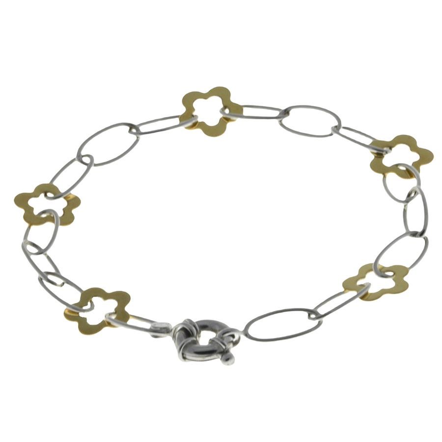 Bracciale oro bicolore donna con fiori Bracciale oro bicolore donna con fiori