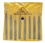 8 pinzette in acciaio per orologiaio e lavori di oreficeria e micromeccanica