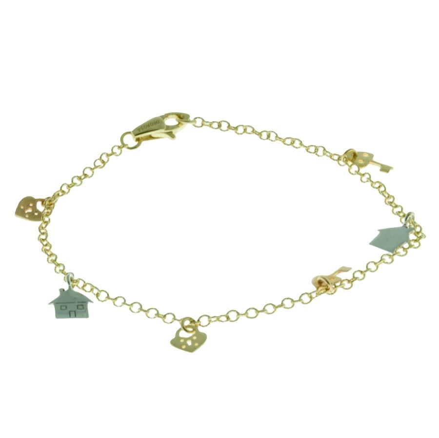Bracciale oro tricolore donna con charm