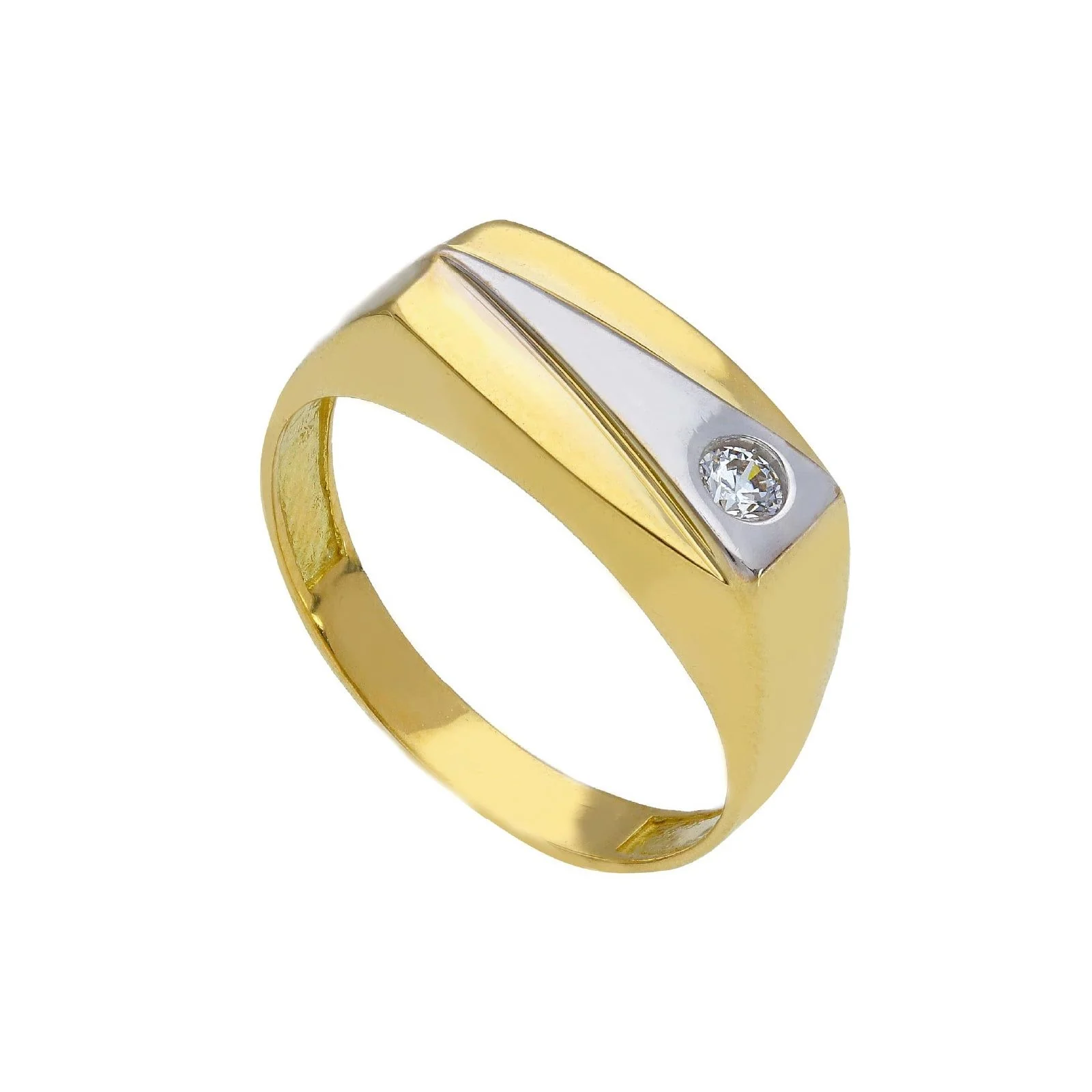 Anello Uomo Collezione JOYE in Oro Giallo e Bianco 750‰ con Brillante
