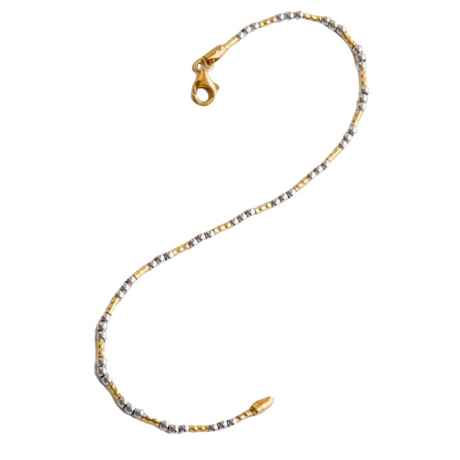 Bracciale donna in oro giallo 18 kt e palline in oro bianco