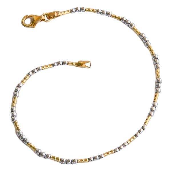 Bracciale donna in oro giallo 18 kt e palline in oro bianco